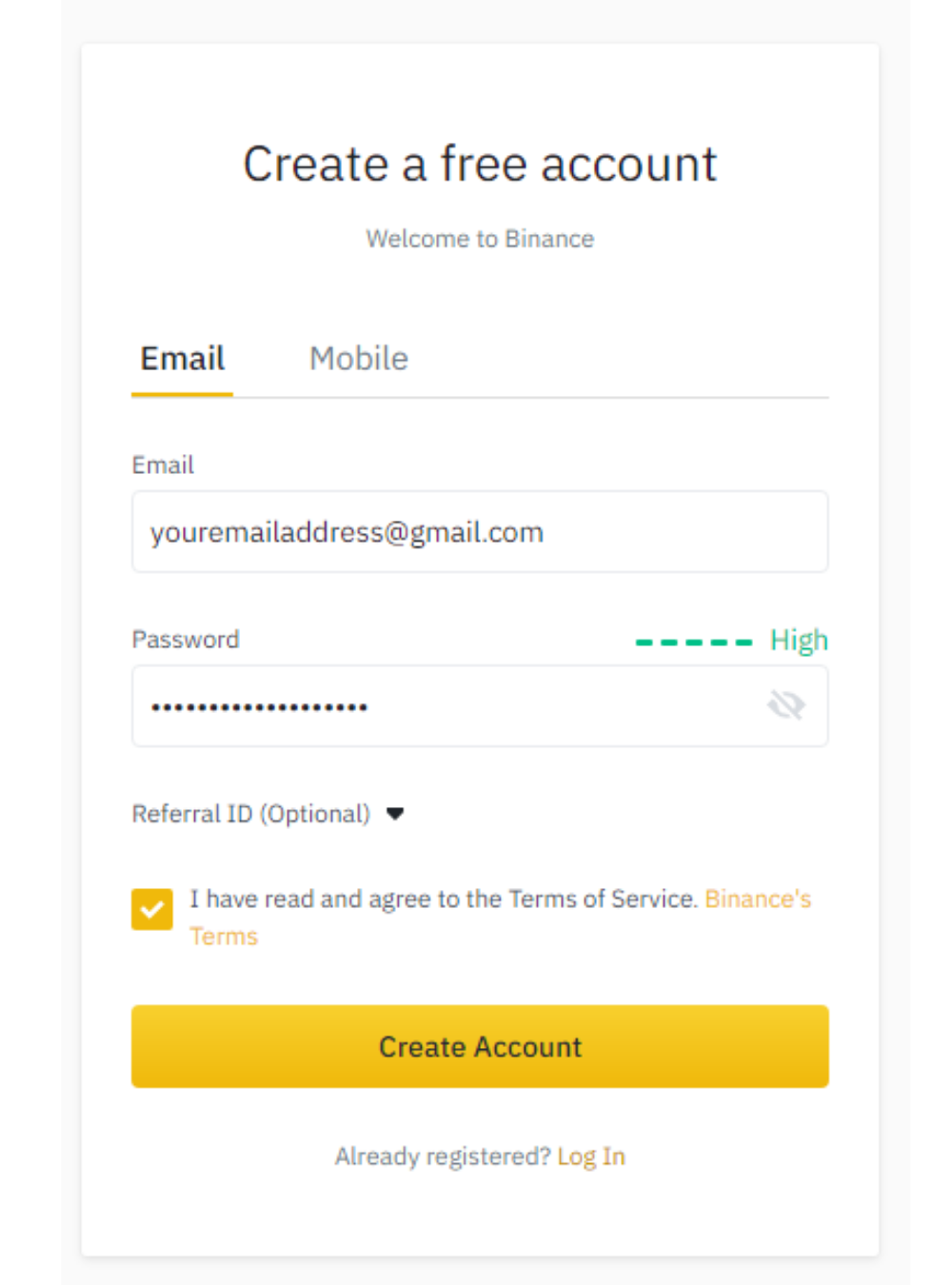 How to open a Binance account T4