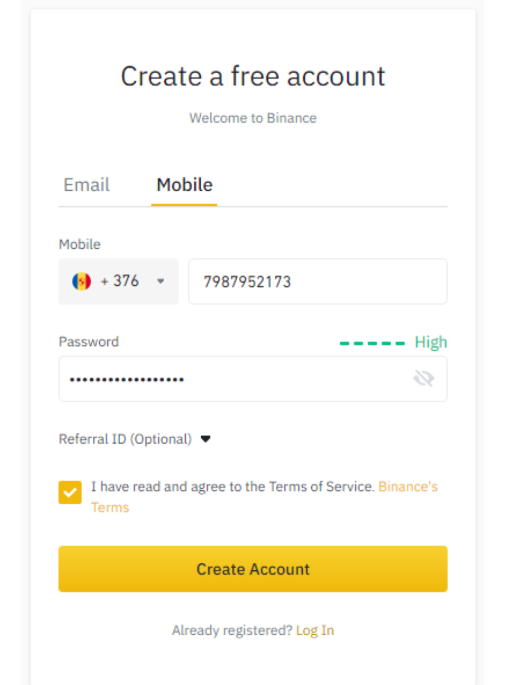 How to open a Binance account T5